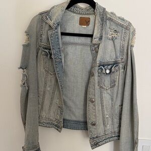 American Eagle Distressed Denim Jacket S